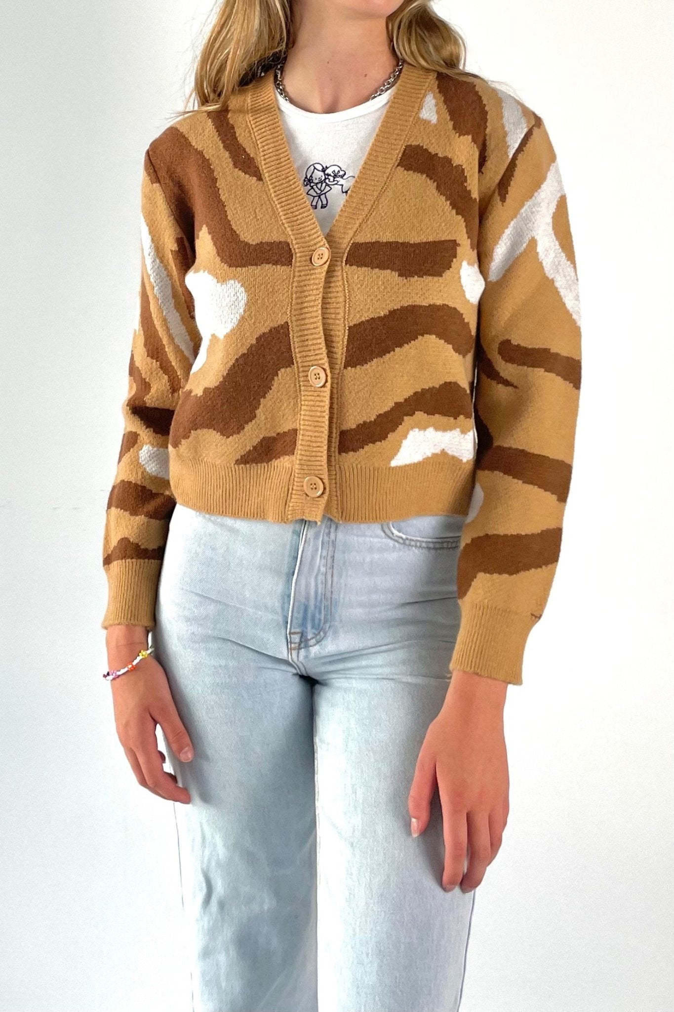 Ocean pattern v-neck cardigan - SCG_COLLECTIONS