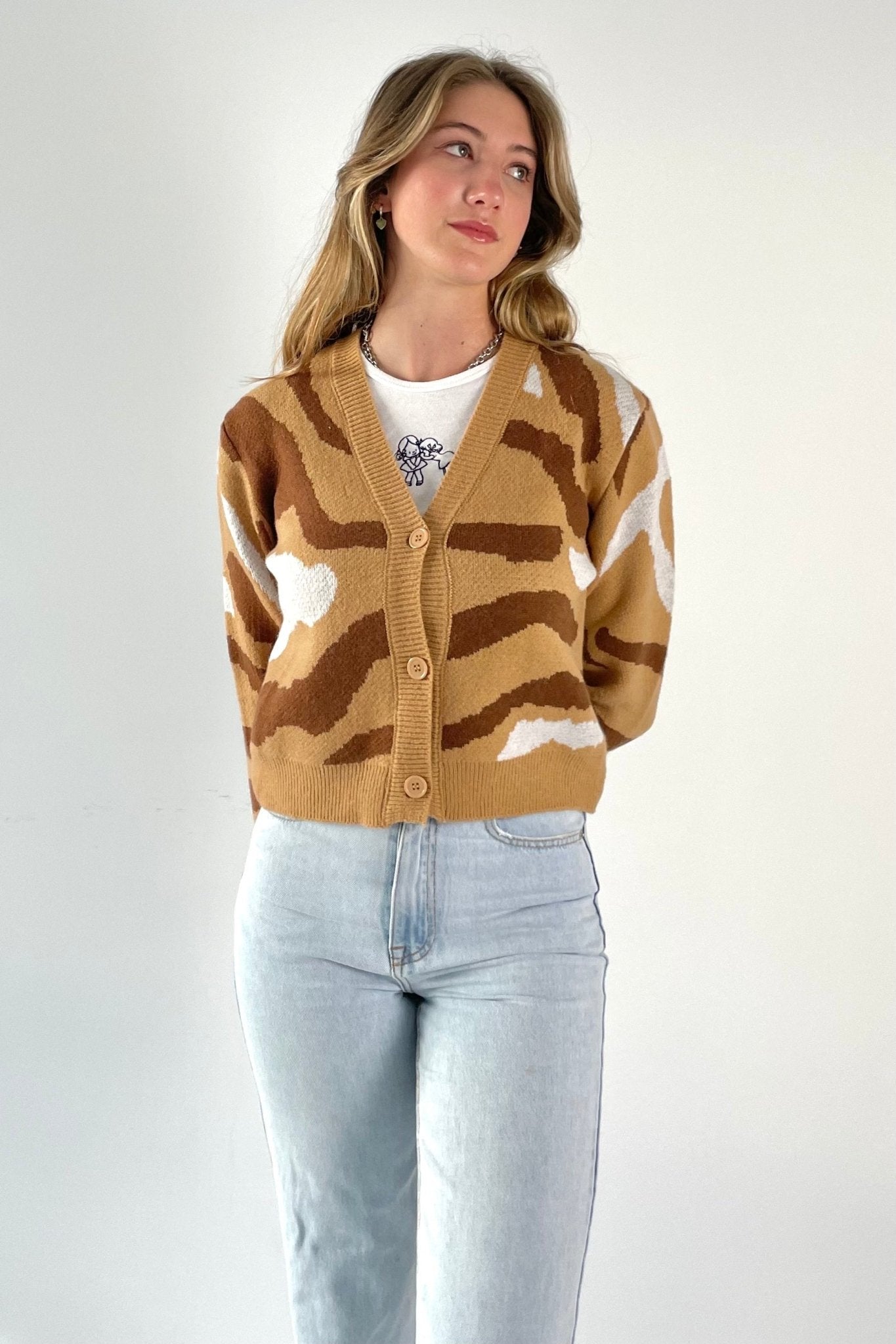 Ocean pattern v-neck cardigan - SCG_COLLECTIONS
