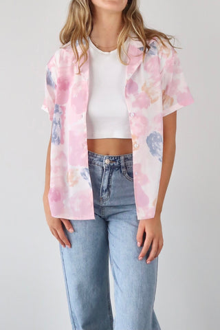Pinky floral button down shirt - SCG_COLLECTIONSTop