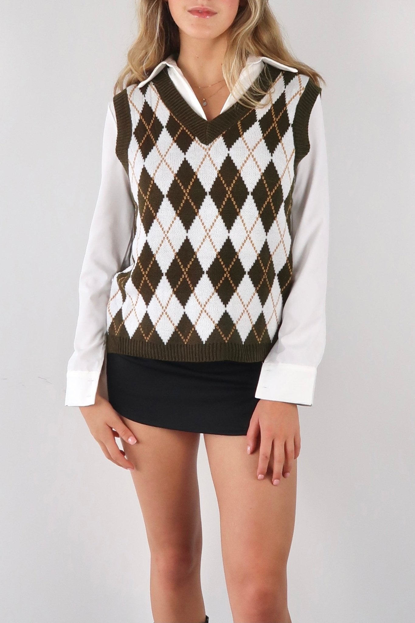 Retro argyle print vest - SCG_COLLECTIONS