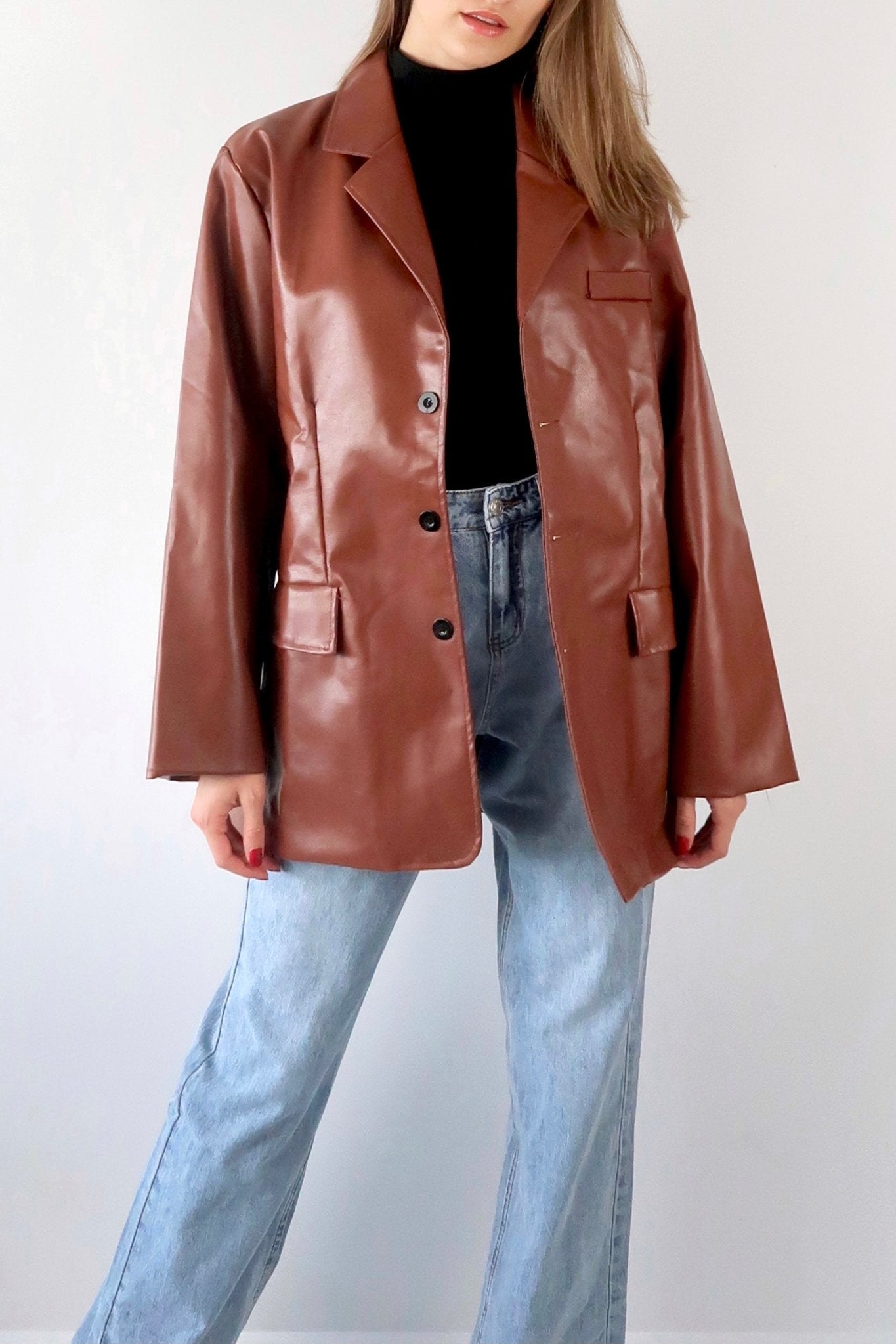 Retro vibe oversized leather blazer - SCG_COLLECTIONSOuterwear