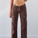 Triple button front straight leg jeans - SCG_COLLECTIONSBottom
